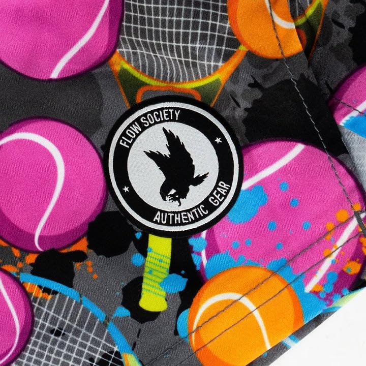 Flow Society Boys Tennis Flow Print Short Charcoal/Neon
