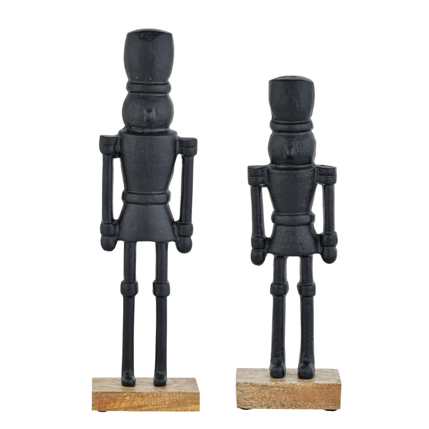 Marrakech Lot de 2 figurines Casse-noisette - Noir - 32 et 22 cm - Décoration de Noël élégante en aluminium - Présentoir décoratif moderne comme rebord de fenêtre - Décoration de l'Avent scandinave