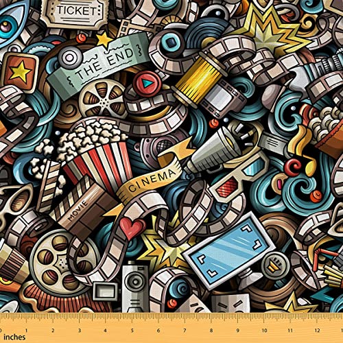 Premium Waterproof Hipster Fabric by the Yard - Colorful Cinema-Inspired Upholstery for Outdoor and Indoor Furniture