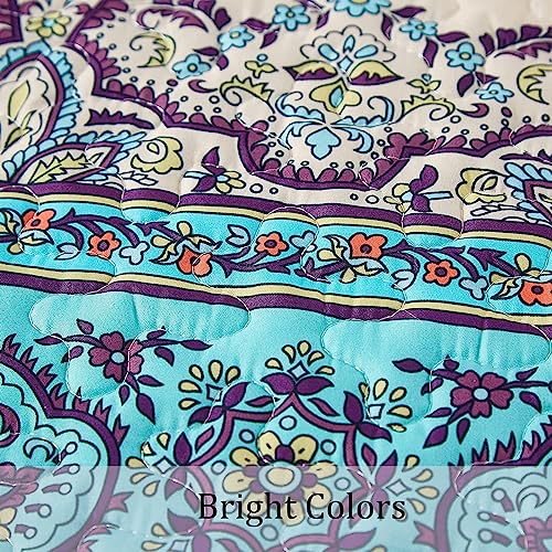 Colcha estampado rayas azules y moradas microfibra California King 8