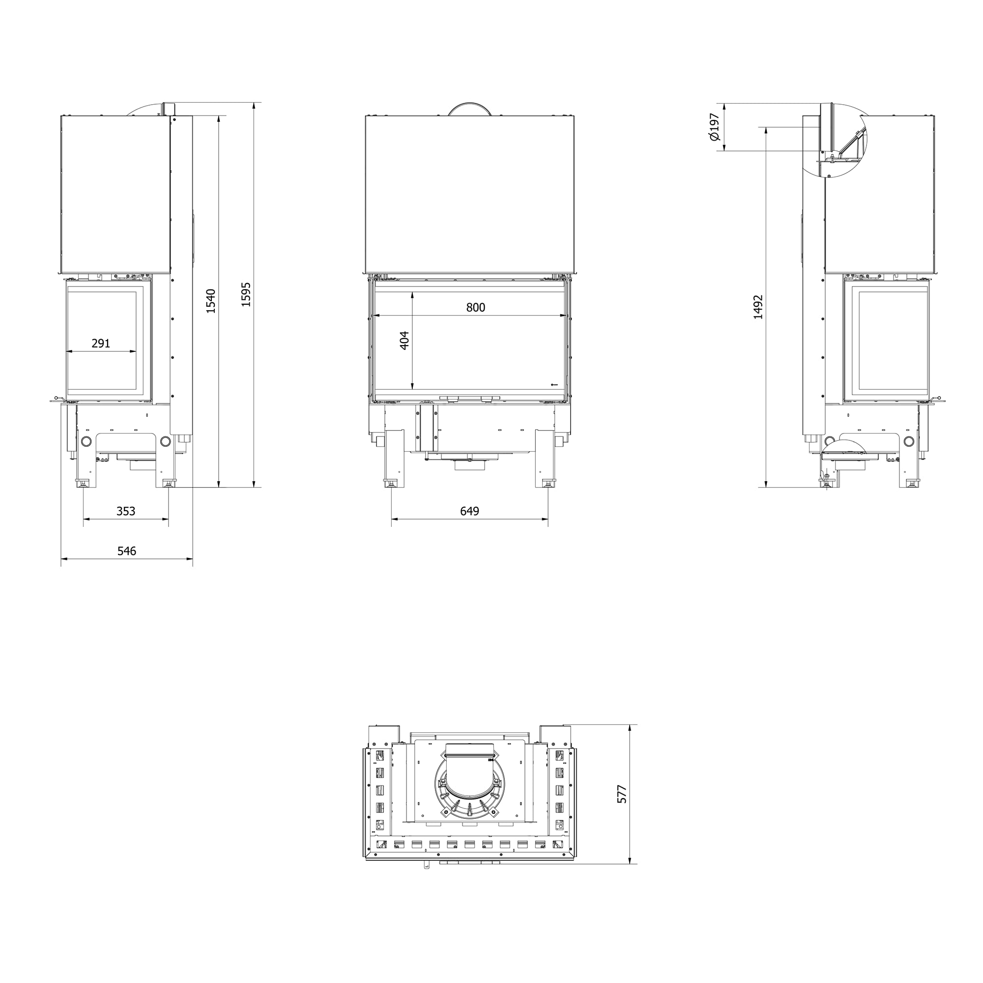 KRATKI Inserto per camino in acciaio a legna REGNOR 8 kW Ø200 saliscendi A | Acciaio nero, efficienza 80,2%, classe A. Ecodesign, BImSchV 2; per recupero calore.; combustione efficiente; basse emissioni