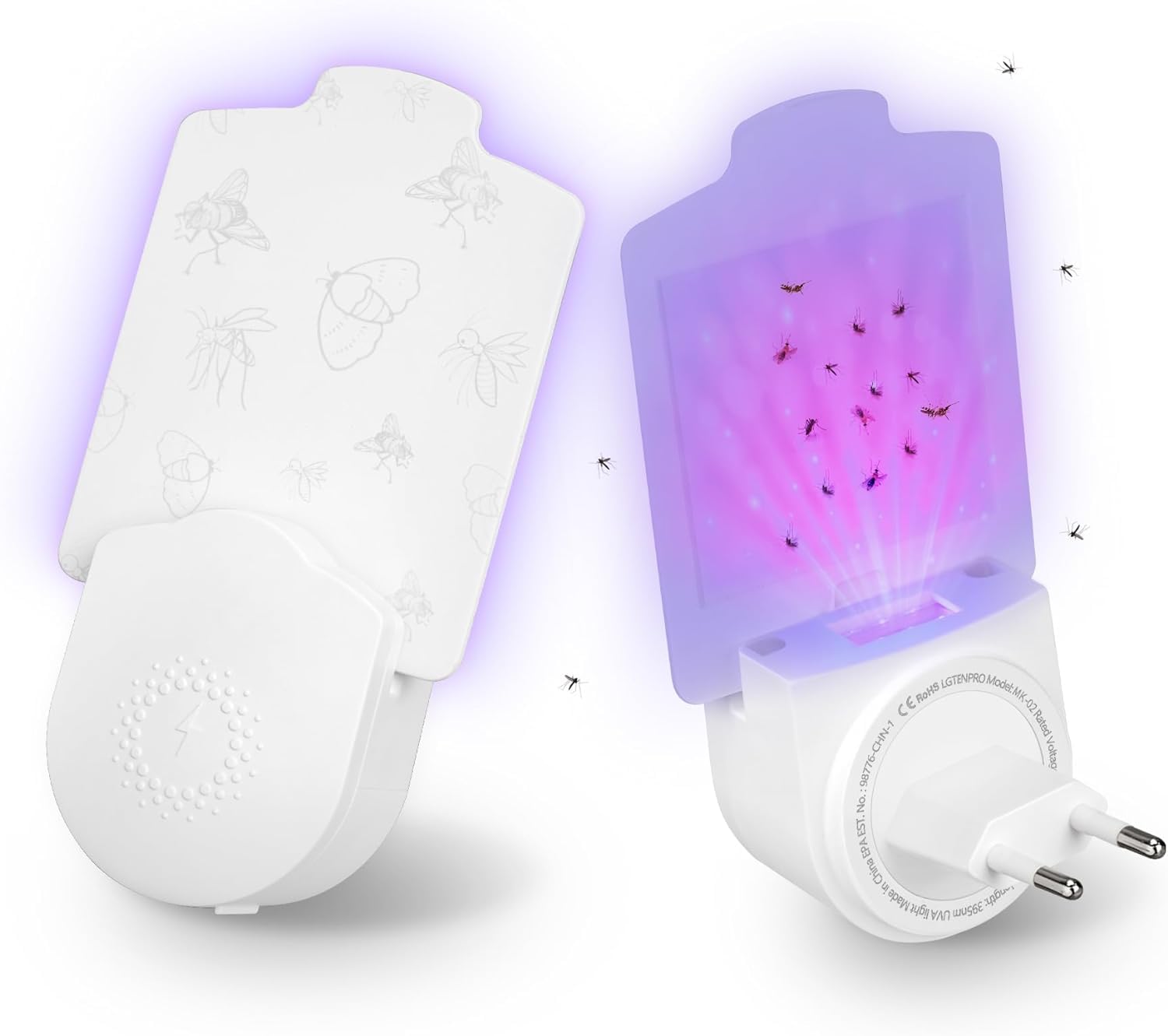 Flying Insect Trap Plug-in,Fly Trap Indoor,Safe Home Fly Killer,Insect Cather for Fruit Flies,Gnats,Moths,Mosquitoes,Bug UV Light Atrractant Trap-White (1 Device+5 Refill Cards)