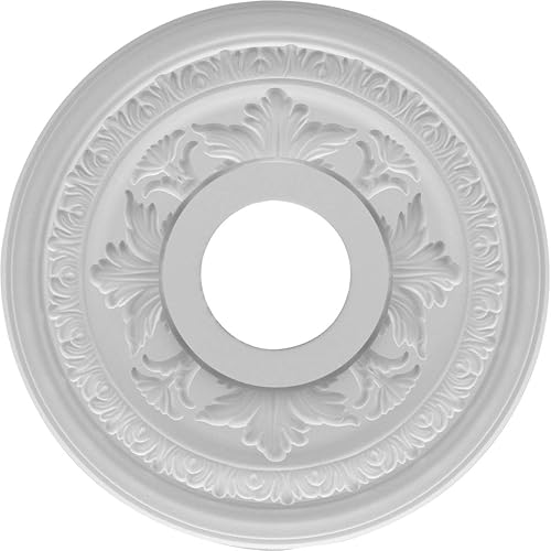 Miniatura 4 de Ekena Millwork CMP13BA Baltimore Medallón de techo de PVC termoformado (se adapta a toldos de hasta 5 14 pulgadas), 13 "OD x 3 12" ID x 34" P