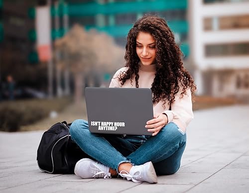 Miniatura 3 de Calcomanía de vinilo con texto en inglés «Isn't Happy Hour Anytime» para automóvil, camión, pared, laptop, color blanco, 8 pulgadas de ancho