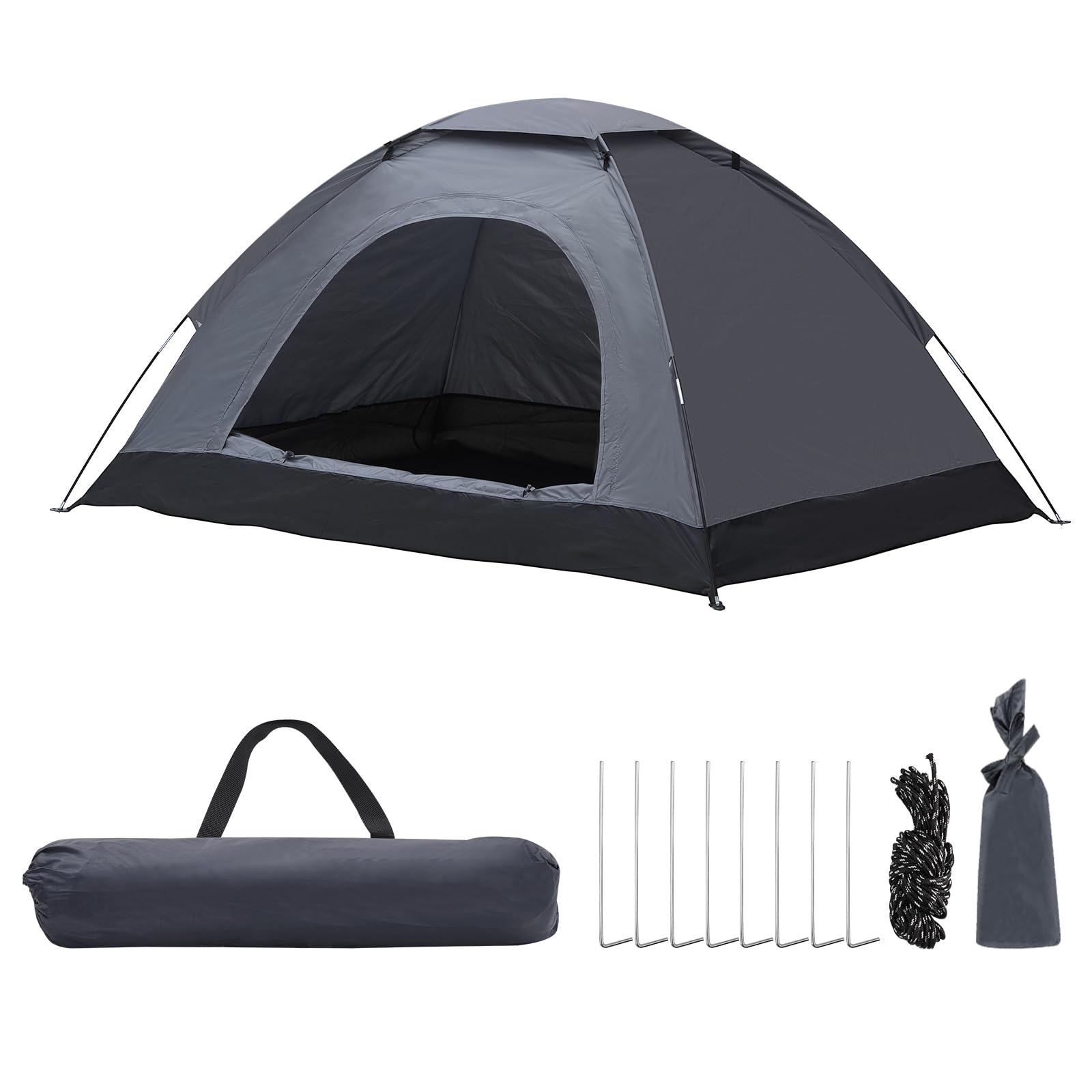 3-Man Dome Camping Tent, Waterproof Windproof Anti-UV, Easy Set Up Beach Tent, Family Outdoor, Travel, Hike, Fish, Backpack