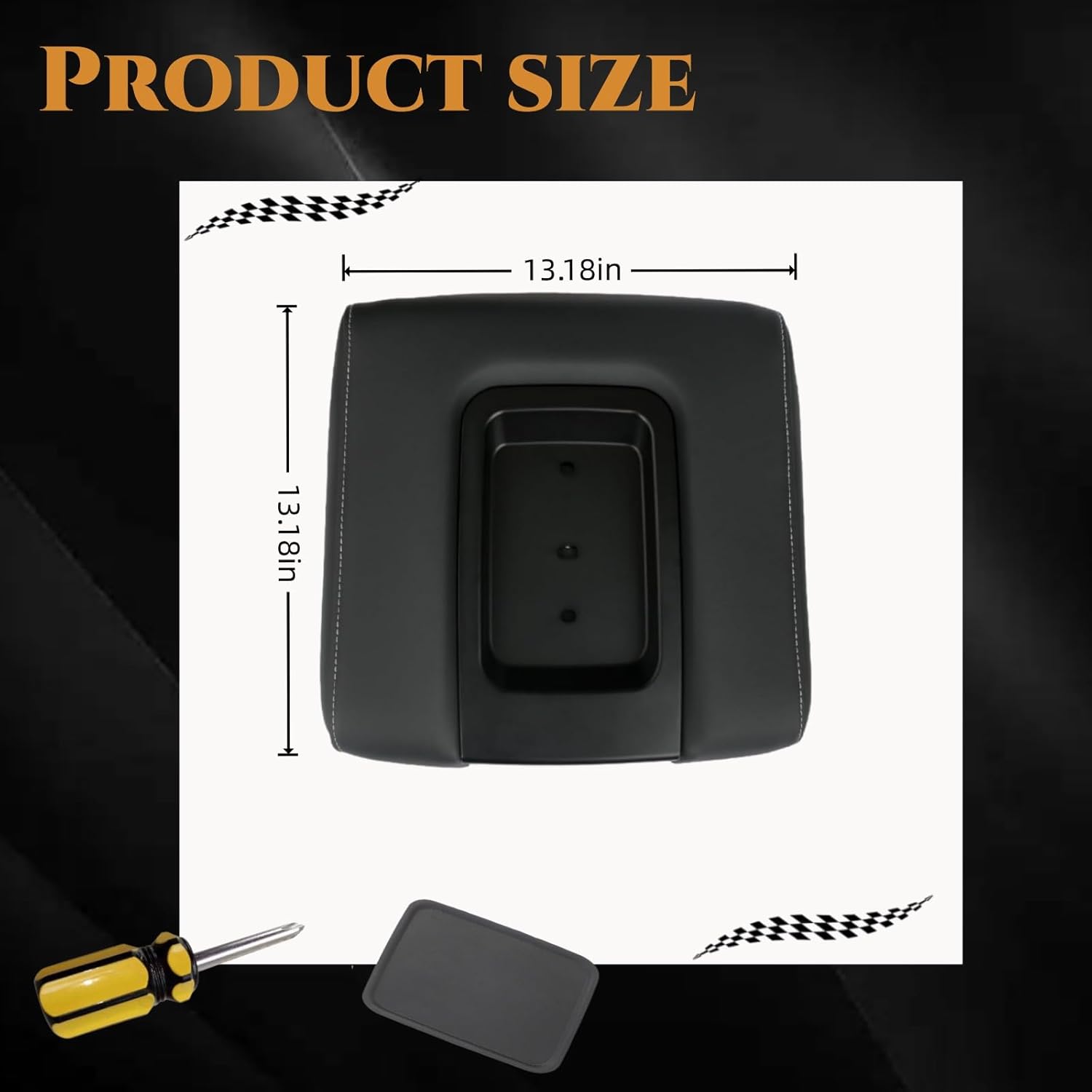 Front Seat Center Console Armrest Lid Cover with Liner Mat Black Compatible with 2014-2018 Chevy(Chevrolet) Silverado/GMC Sierra 1500 2500HD 3500HD Replace 22881398 22876379