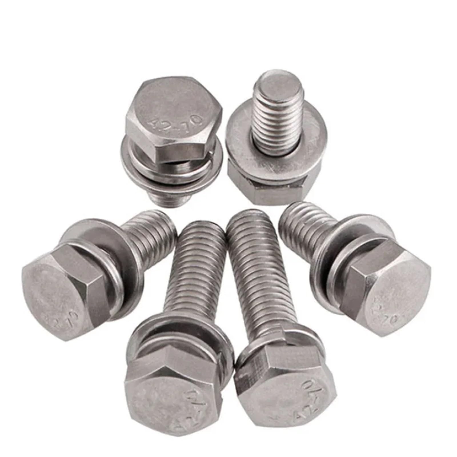 5-50 Szt. M5-0,8 304 Śruby Z Łbem Sześciokątnym Ze Stali Nierdzewnej Płaskie Podkładki Sprężyste A2 70(M5 X 10mm-50pcs)