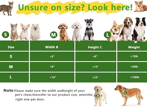 Miniatura 8 de Puerta para mascotas, puertas grandes interiores y exteriores, marco de policarbonato y túnel telescópico, puerta para perros y gatos, puerta para