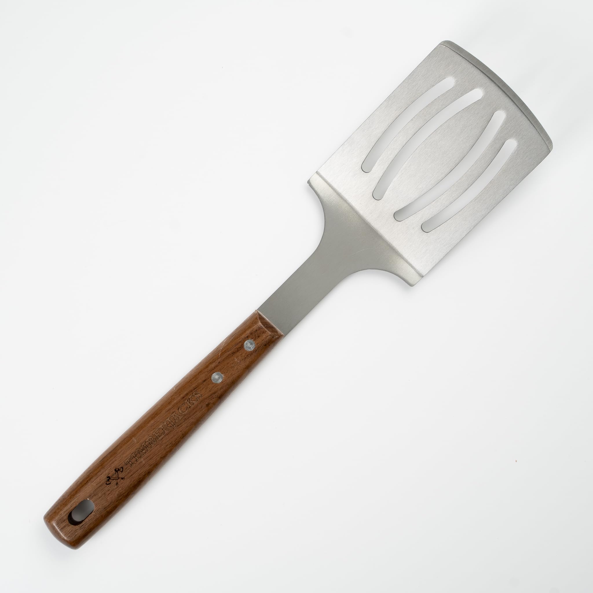 Timberjacks BBQ Grillbesteck-Set, 4-teilig, Edelstahl mit Holzgriff, Grillzange 35 cm, Grillgabel 36 cm, Grillwender 39 cm, Grillbürste 38 cm