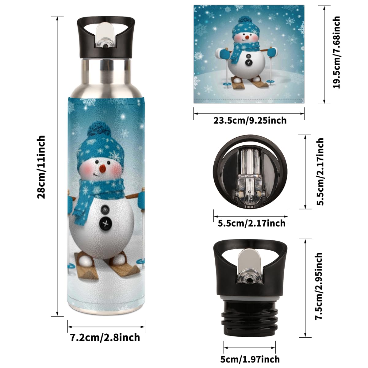Weihnachts-Wassergnom Isolierflasche 590ml – Edelstahl, Mit Strohhalm, Hält Warm/kalt