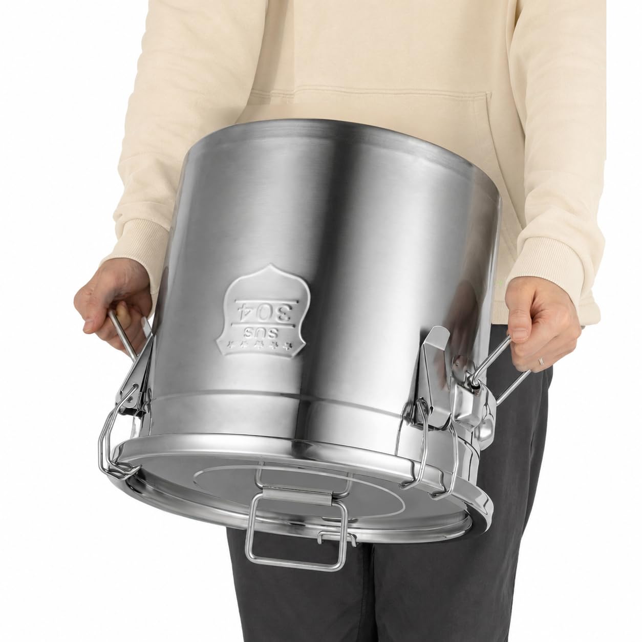 contenitore ermetico in acciaio inox 6/12/21/33 l, per cereali e conservazione alimenti in cucina