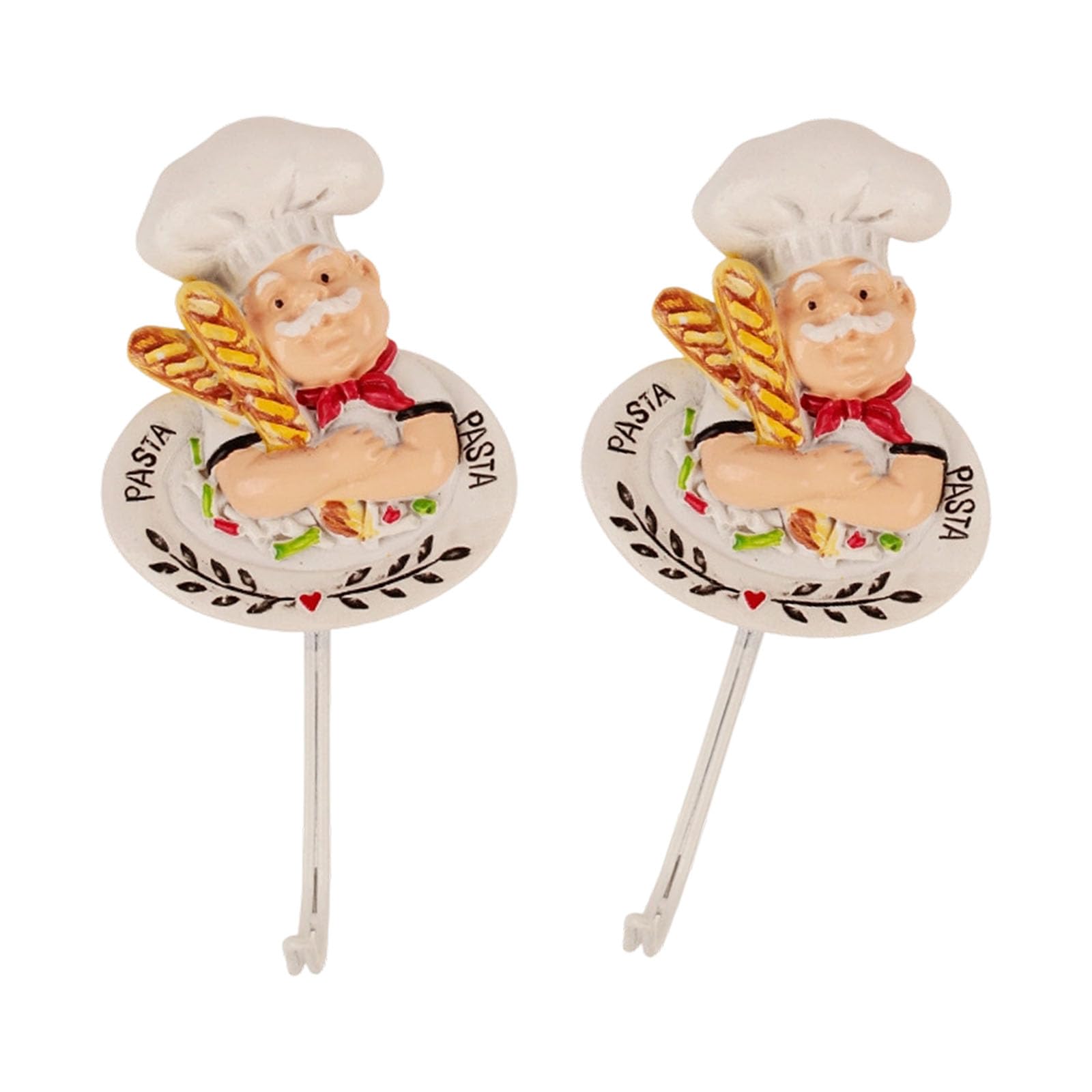CAZSTYK Decorative Chefs Themed Hooks Waterproof and Sturdy Strong Sticky Utility Hangers for Bathroom Kitchen Organization Multi Purpose Wall Fasteners
