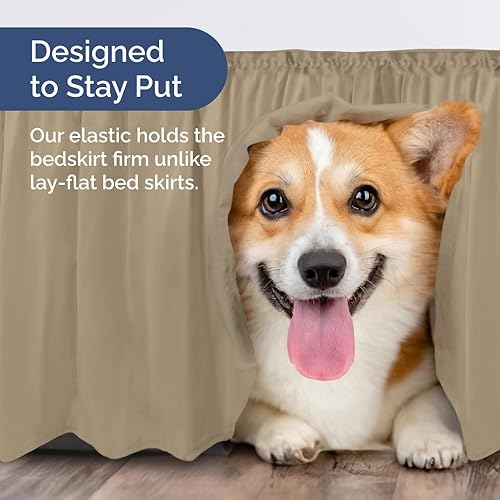 Miniatura 7 de Falda de cama envolvente con volantes, color beige, para camas de tamaño individual con altura de 46 cm CGK Linens - Falda de cama plisada con tela