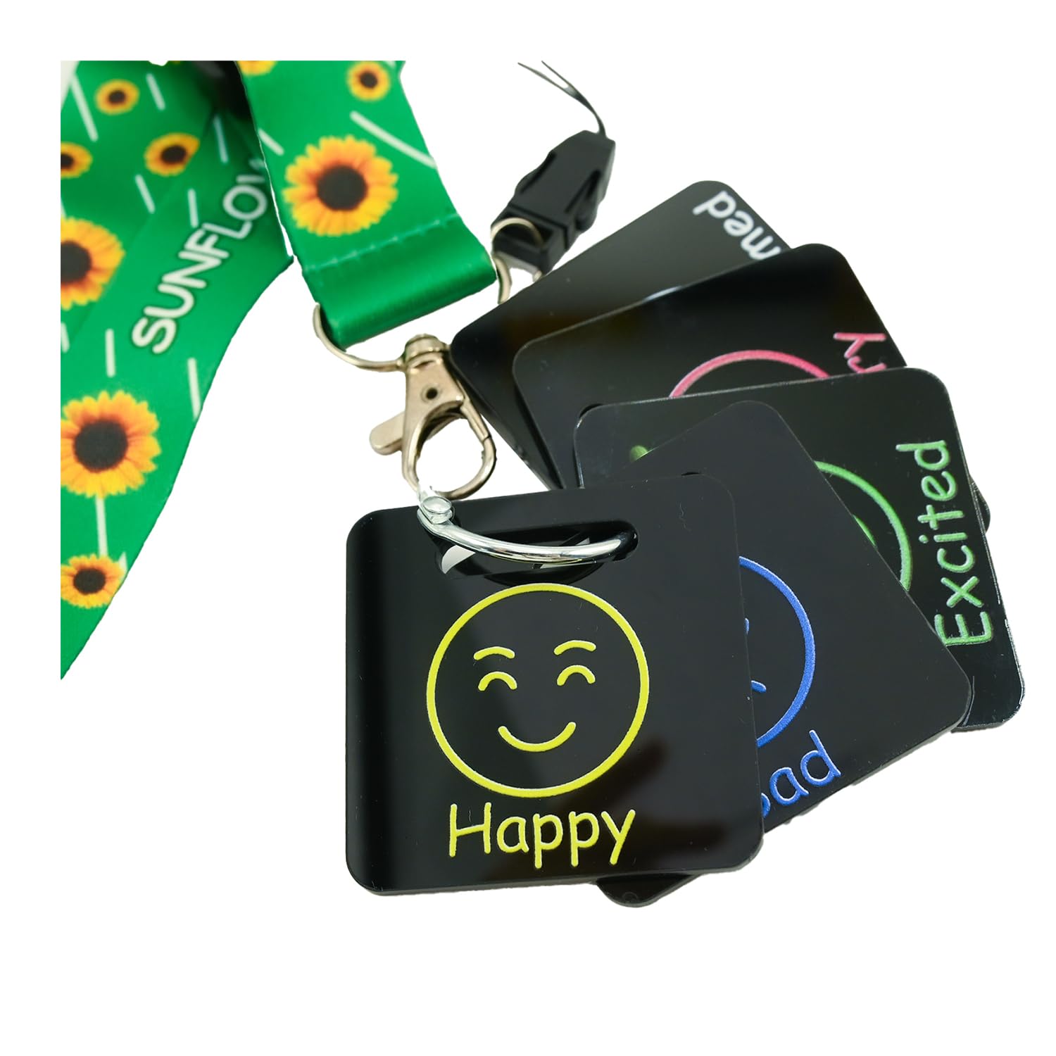 Zones of Regulation KeychainοΌ5 Color Coded Emotion Tags for Kids & Adults Emotional Regulation Tool for Autism, SEN, Nonverbal Speech Delay Mood Check in Accessory (5 visual communication tags)