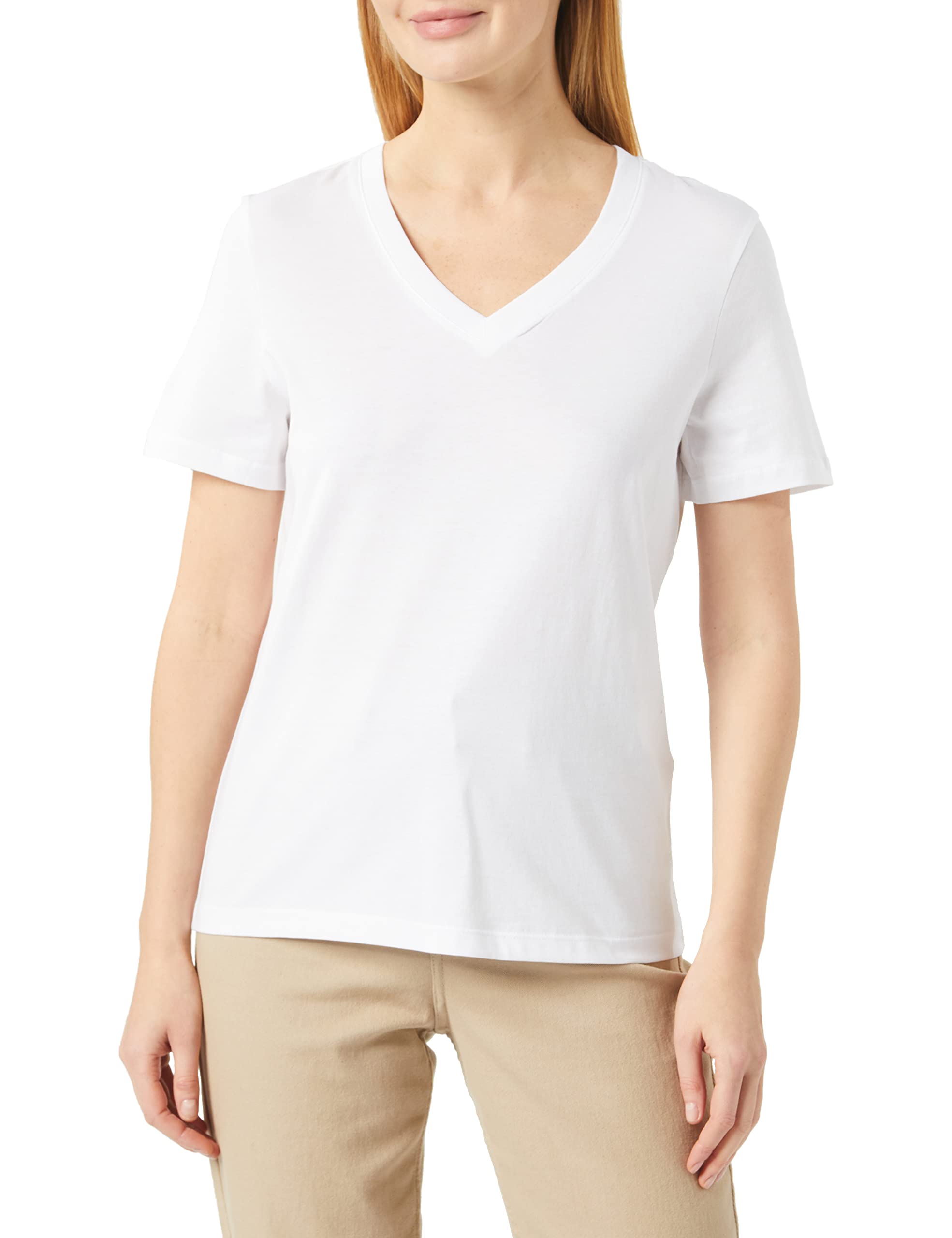 SELECTED FEMME Women's Slfessential SS V-Neck Tee Noos T-Shirt, Bright White, M