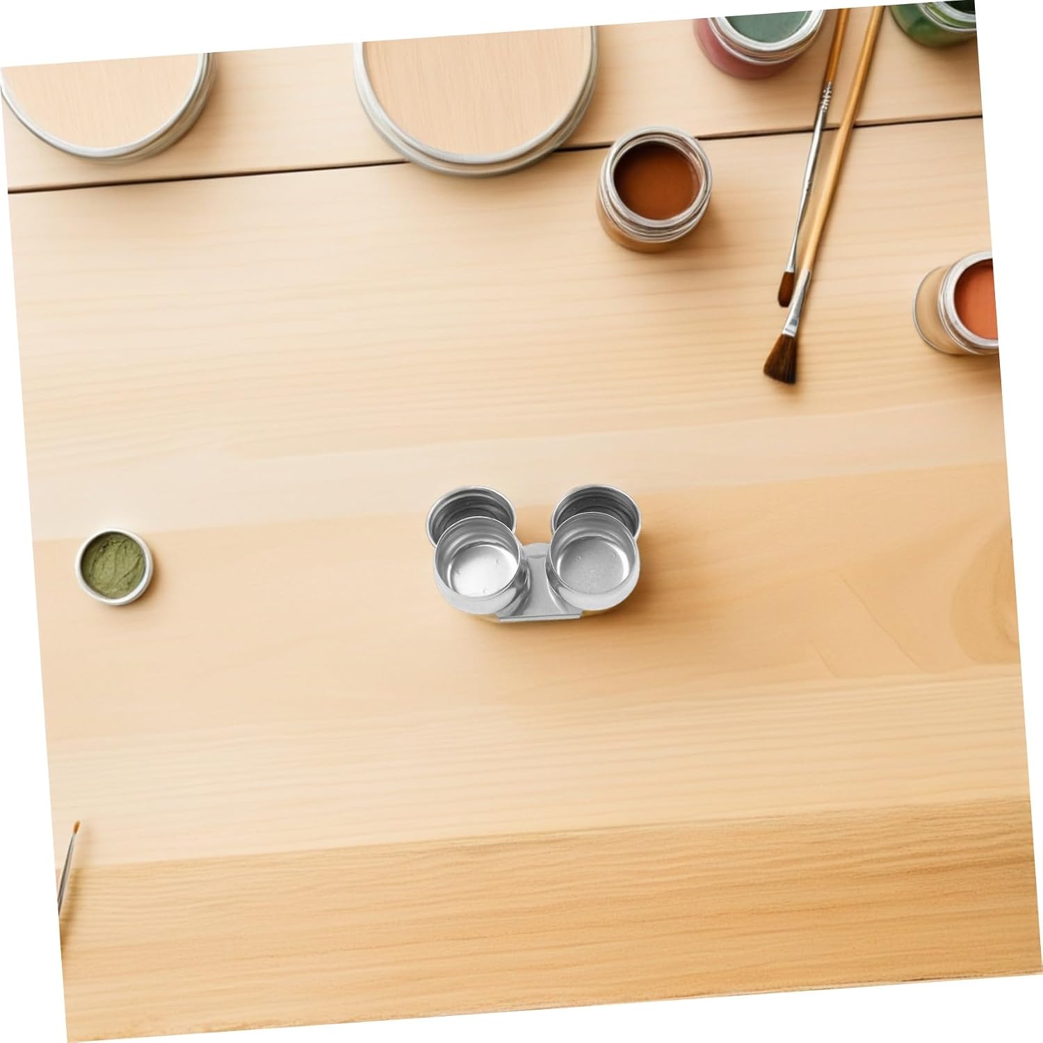 SHINEOFI Stainless Steel Oil Palette Cups Set Dual Mixing Containers with Lid for Artists Portable Brush Cleaning Holder for Oil Painting Supplies