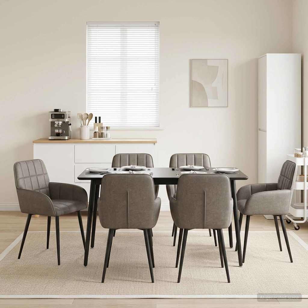 Lot de 6 chaises de salle à manger en cuir synthétique gris 56,5 x 50 x 85