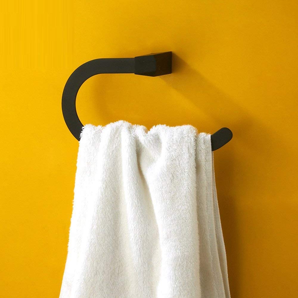 Anneau de serviette en acier inoxydable noir mat GZZ suspendu chic