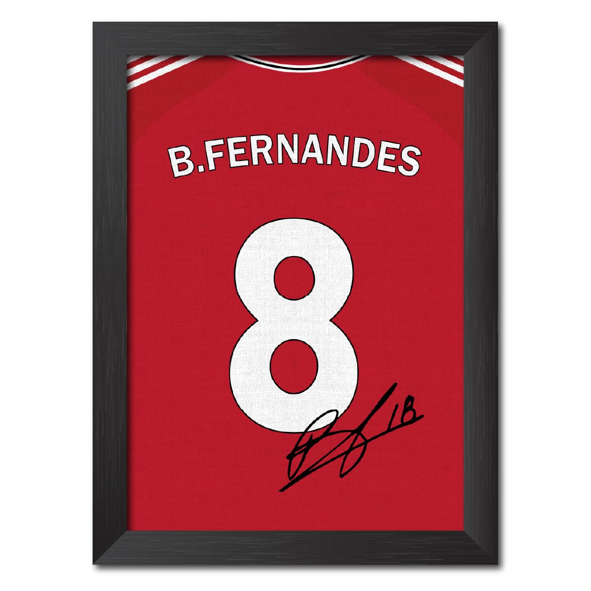 TenorArts Bruno Fernandes Poster Frame Manchester United Jersey Laminated Photo Print Signature Framed Painting with Matt Finish Black Texture (12 inches x 9inches)-image-10