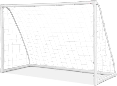 Goplus Portería de fútbol, red de fútbol de 12 x 6 pies8 x 6 pies 6 x 4 pies con marco UPVC fuerte, instalación rápida, red de alta resistencia,