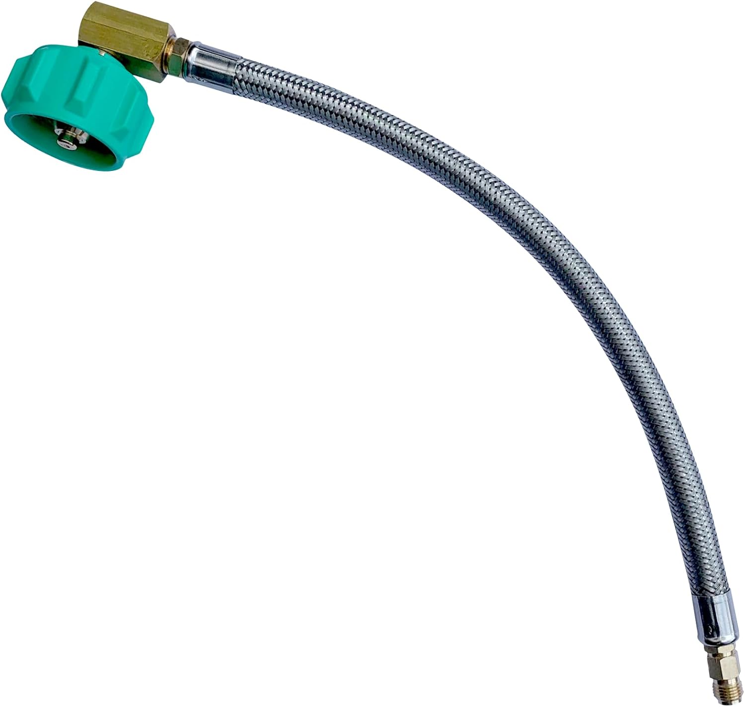 GasGear by GasStop RV 90 Degree Braided Stainless Steel Propane Pigtail Hose, 12" Camper Tank Hose, RV LP Gas Hose Connector for Two Stage Regulator, 1/4 Inverted Flare with 2 Year Warranty