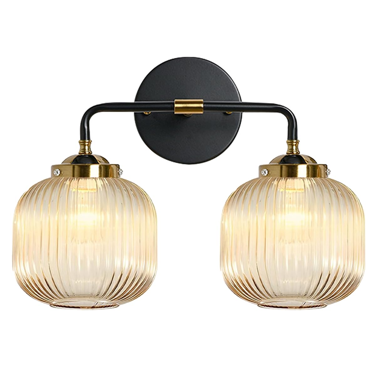 Bathroom Lights fixtures Vanity Light for Bath Wall Sconce Industrial Modern Glass Vanity Lights 2 Lights Amber Light Fixture Farmhouse Wall Mount Lamp Mid Century Vintage Wall Lamp