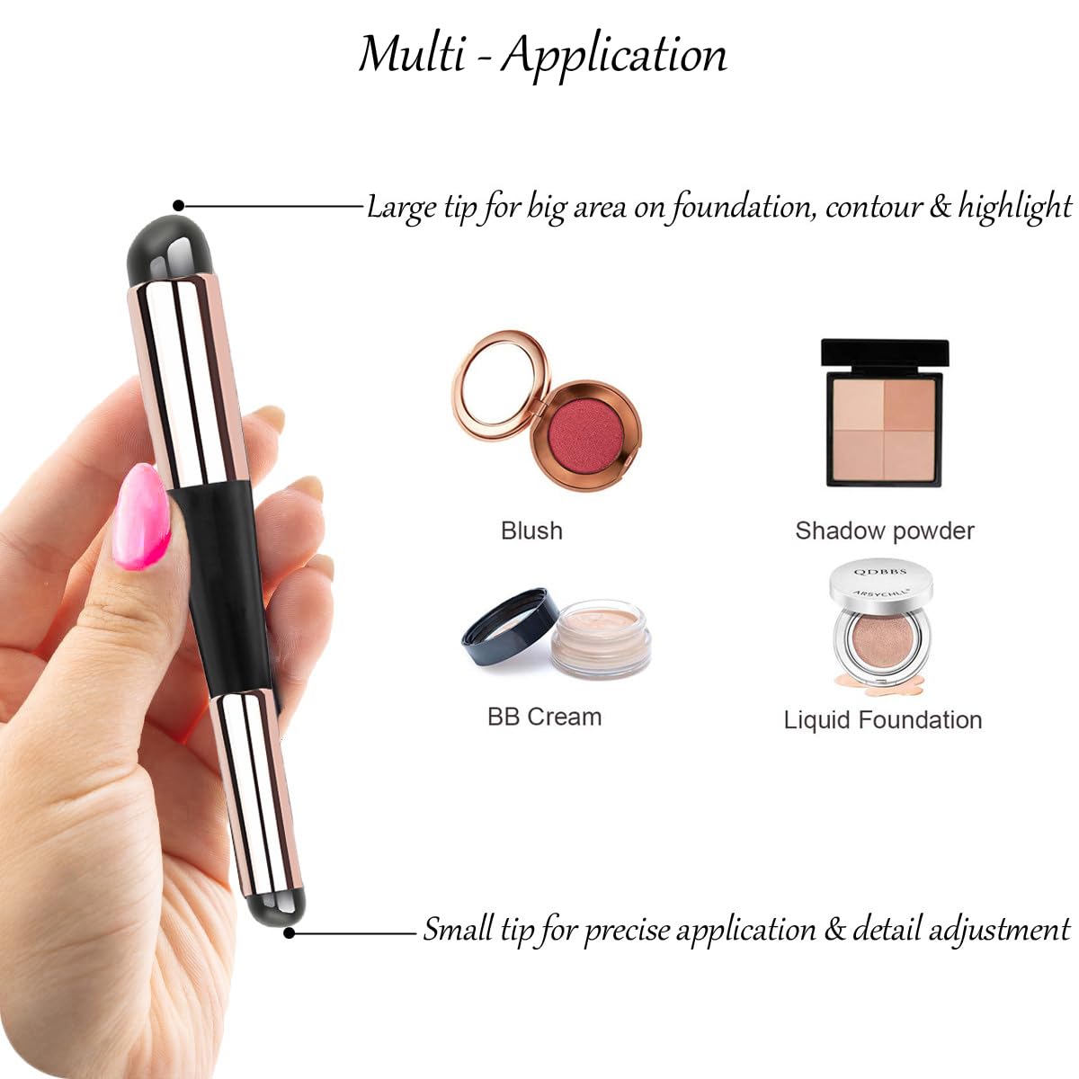 Bling Toman Dual-Ended Silicone Makeup Blender Tool, Multi-purpose Jelly Makeup Applicator for Foundation, Blush, Concealer, Contour, Eyes, Lips and Nail (Big Silicone Head)