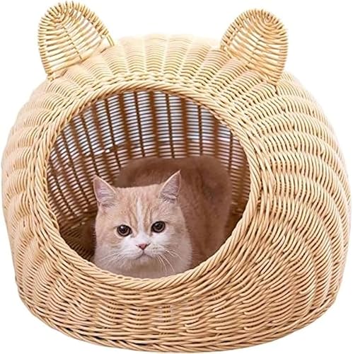 キャットハウス ドーム型猫ハウス 猫 ハウス 籠 ちぐら 猫用 キャットハウス 猫ハウス ベッド おしゃれ 大型丸洗い 籐猫小屋半密閉 通気性お昼寝 ベッド 四季通用 おしゃれ 丈夫 可愛い猫耳型 ペット寝袋 ぐっすり眠れる あったかハウス 室内用 キャッ