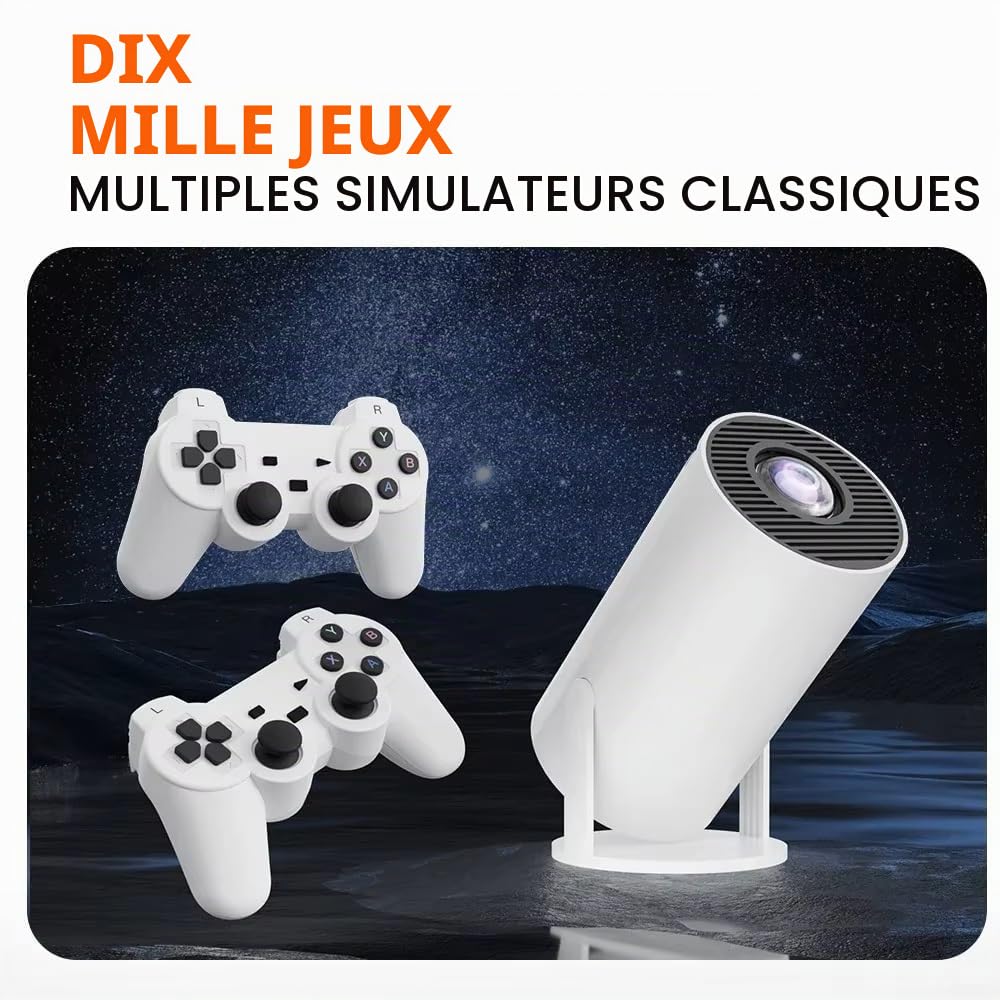 Consoles de Jeux vidéo rétro M300 Max Mini projecteur Intelligent Portable Projecteur Domestique Système Android11 ​​1080P 64 Go Jeux pour Cadeaux