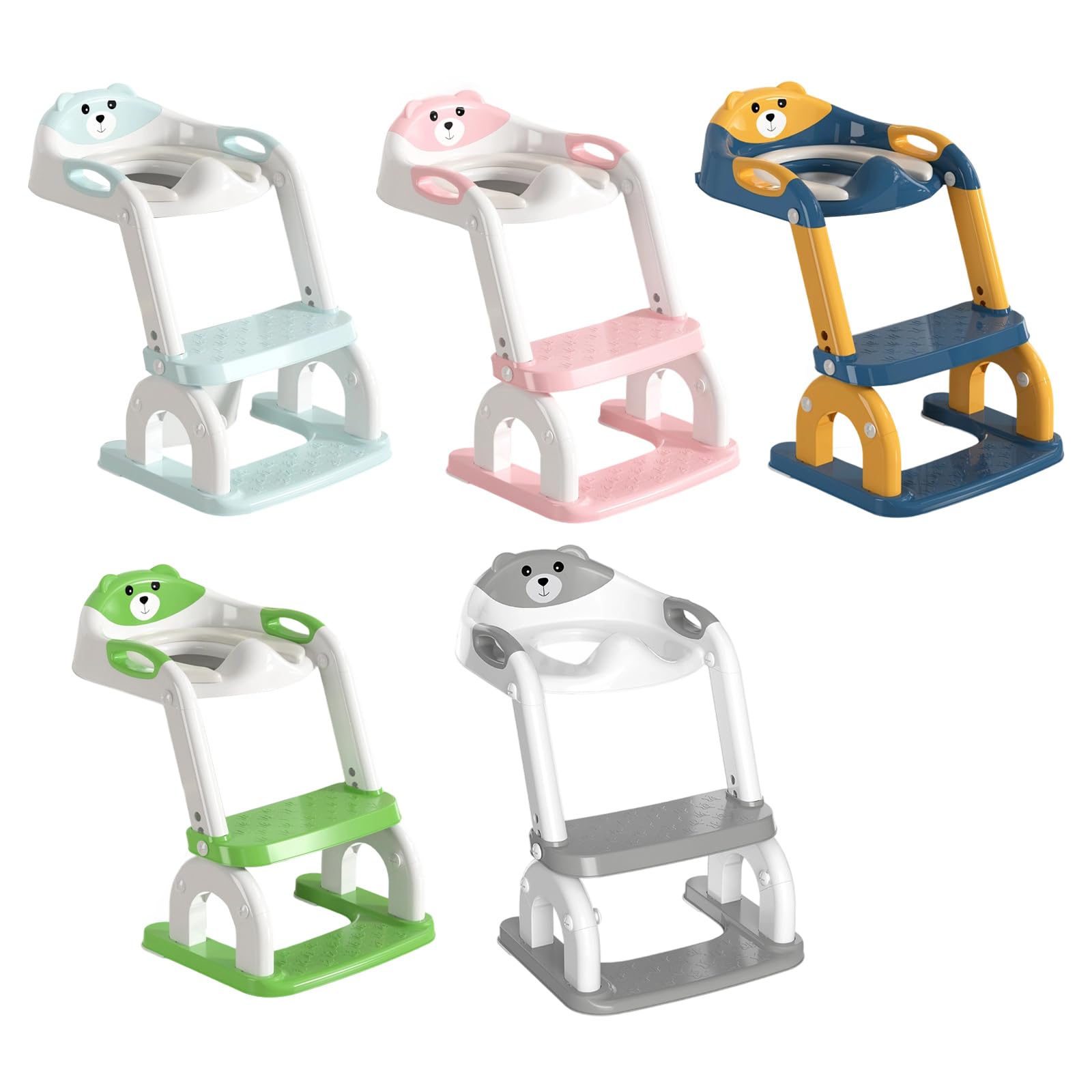 Verstellbarer Töpfchensitz für Kleinkinder, mit rutschfesten Stufen, ergonomische Rückenlehne, faltbares Design, für Jungen und Mädchen, ergonomischer Baby-Töpfchensitz
