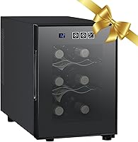 Koolatron 6 Bottle Wine Cooler - Freestanding Thermoelectric Fridge, Digital Controls, UV Glass Door, 46-66°F for Red White Sparkling Wine