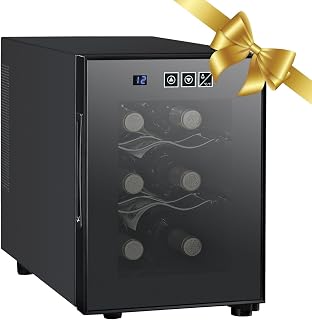 Koolatron 6 Bottle Wine Cooler - Freestanding Thermoelectric Fridge, Digital Controls, UV Glass Door, 46-66°F for Red White Sparkling Wine