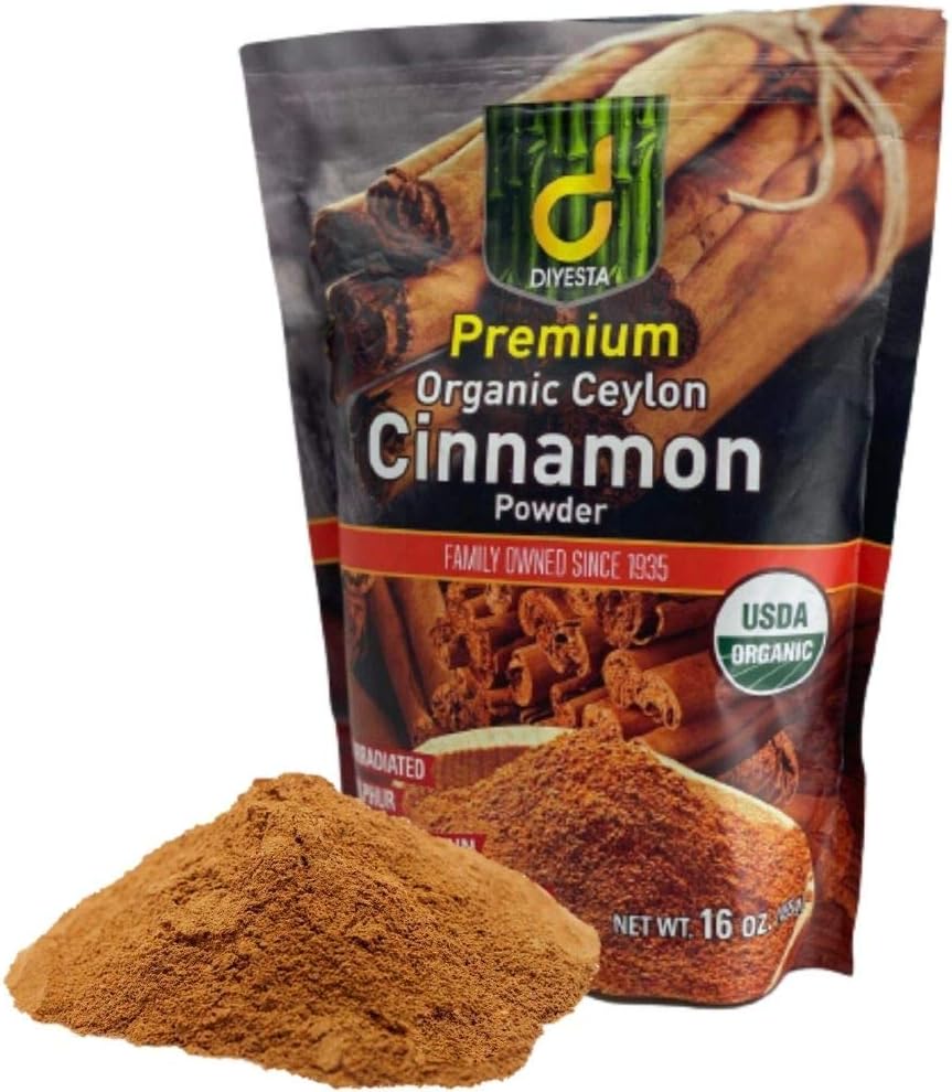 USDA Organic Ceylon Cinnamon Powder – 1 Lb. Of Freshly Ground Ceylon Cinnamon in a Handy Re-sealable Pouch. Family Owned in Sri Lanka Since 1935