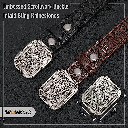 Kids Western Belt for Boys Girls Genuine Leather Cowgirl Cowboy Belt Floral Engraved Tooled Belt with Embossed Buckle4