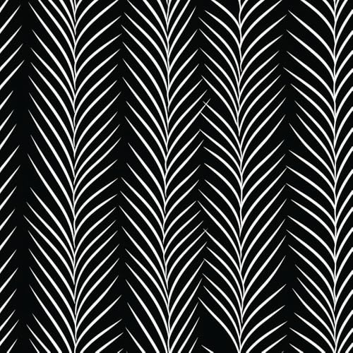 COKCOKR Geometric Feather Style Wallpaper 17.71 'X 118.1' Peel and Stick Wall Paper Black and White Contrast Simple Wallpaper for Bedroom, Kitchen, Wardrobe, Hallway, Study