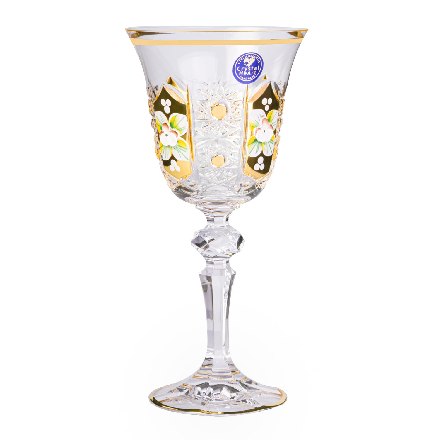 Handmade Bohemia Crystal White Wine Glass Enamel Design 1pc 170ml