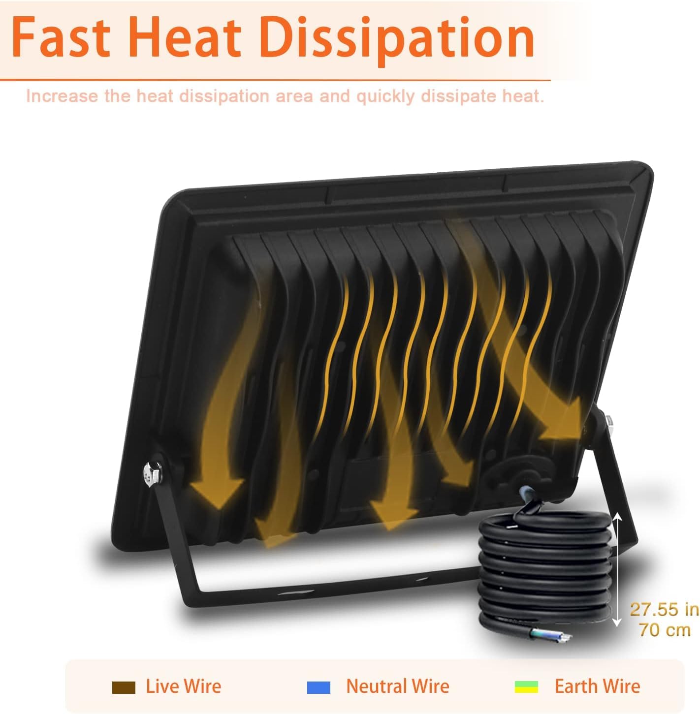 600W LED Außenstrahler, 60000LM 6500K IP66, 1 Stück | 60000LM superhell, 6500K Kaltweiß, IP66 wasserdicht, Alu-Gehäuse, 50000h, 80% sparend, für Garten/Garage/Hotel/Sportplatz