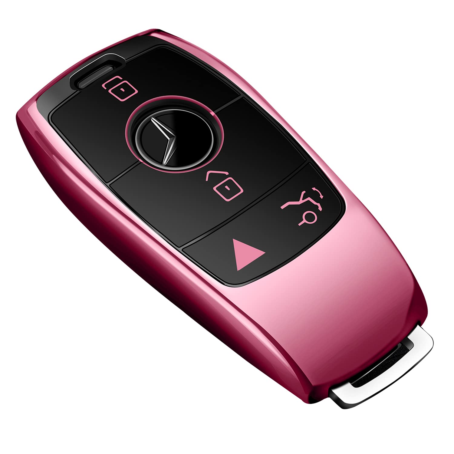 Tukellen for Mercedes Benz Key fob Cover,Special Soft TPU Key Case Protector Compatible with 2017-2023 E-Class 2018-2021 S-Class 2019-2023 A-Class C-Class G-Class-Pink