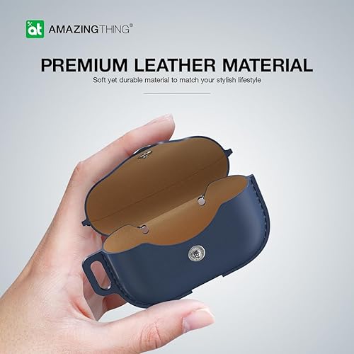 Miniatura 5 de AMAZINGTHING Funda de piel para AirPods Pro 2, funda con cordón, compatible con AirPods Pro de 2 generación y 1 generación, LED frontal visible y