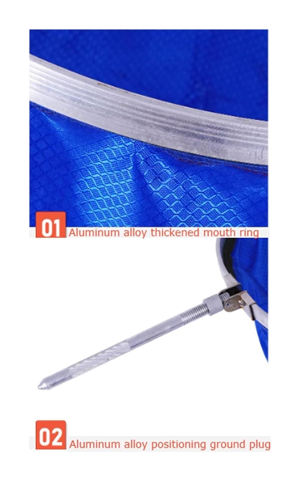 Trampa para cebos de Pesca, Bolsa Plegable for Trampa de Pesca, Malla Nailon Azul, Aros Acero Drenaje, Kayak con Mosca, Varios tamaños