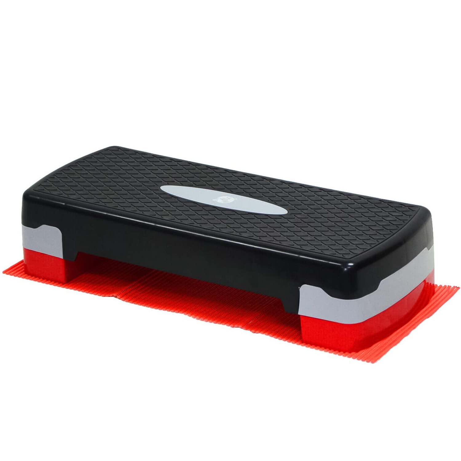Crystals Exercise Step for Home and Gym - Aerobic Step Platform and Free Exercise Guide Chart - Fitness Step for Yoga, Cardio & Weight Workouts – Adjustable 2-Step Level Height (Black & Red) — image 1