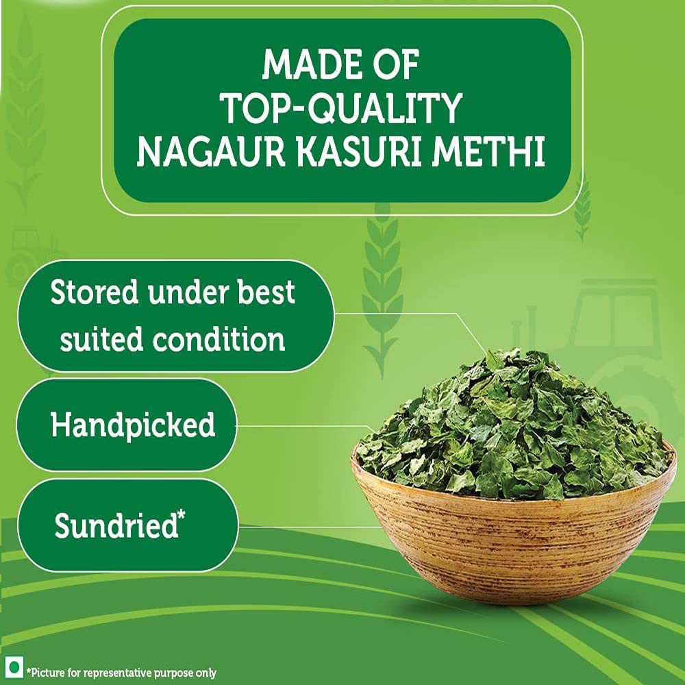 nalAmudhu Kasuri Methi, hojas de alholva, hojas secas de Methi 3.5 oz/100g..
