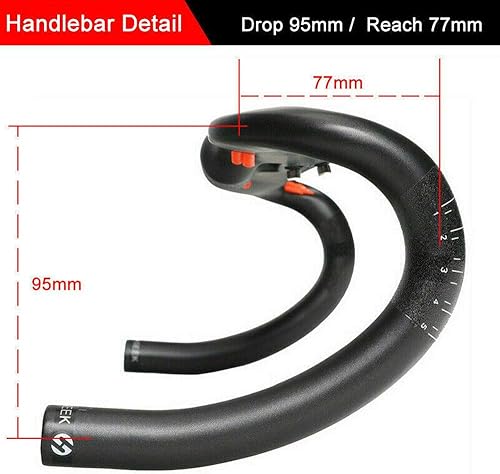 Miniatura 3 de TOSEEK Manillar de barra de caída de bicicleta de carretera de 1.252 * 16.535 in, manillar de fibra de carbono completo de 1.252 in sin rosca