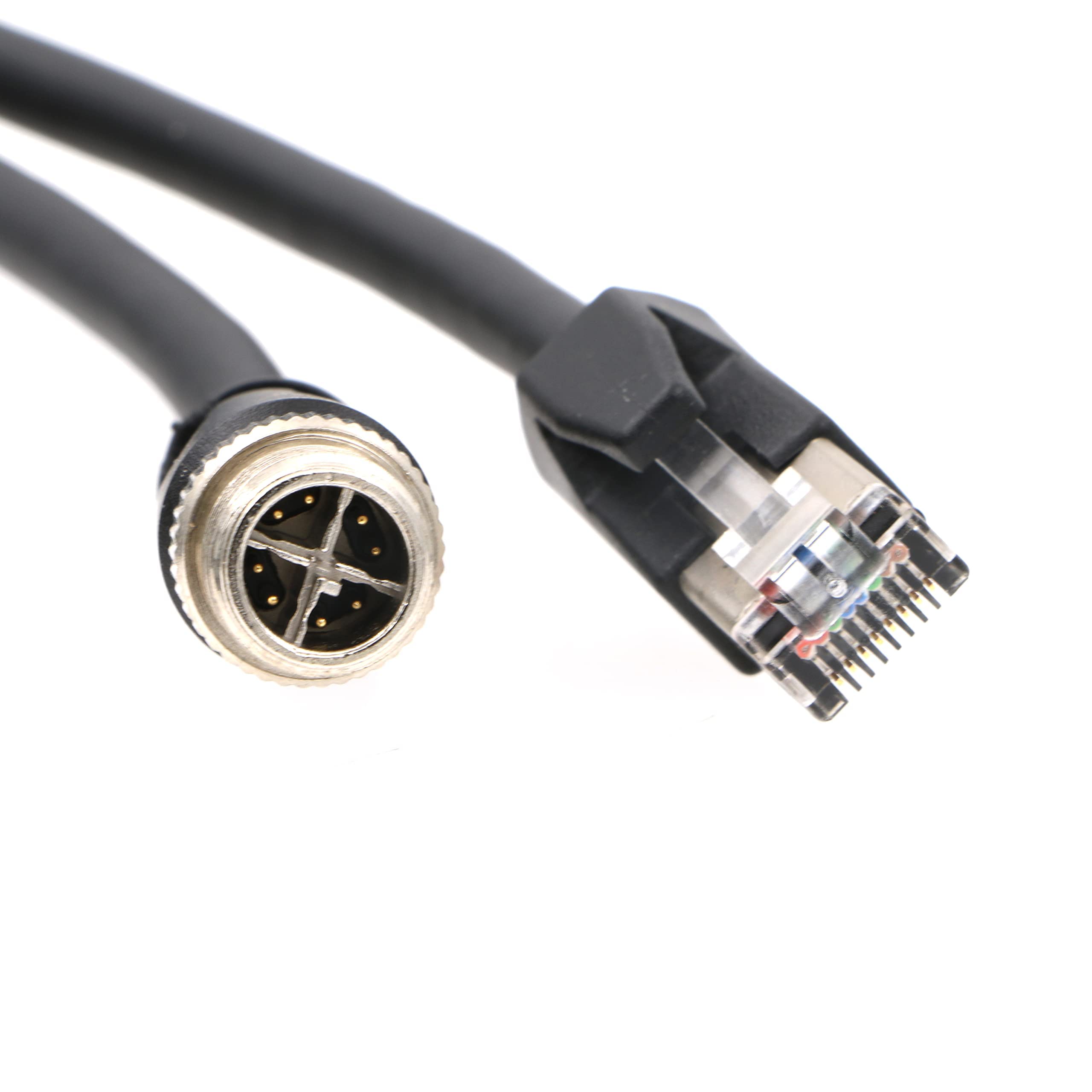 Cavo industriale schermato Ethernet M12-RJ45-XCode-per telecamera industriale Cognex M12 8pin X-Code maschio a RJ45 Cat6a flessibile impermeabile 16Ft | 5M