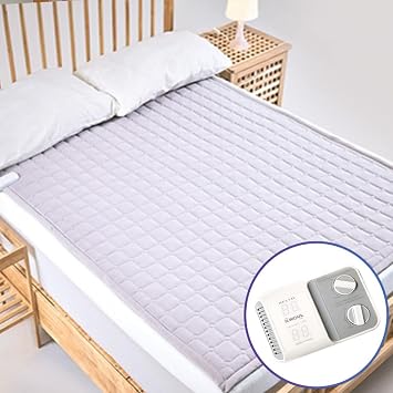 Heated Mattress Pad Large Electric Bed Warmer, Dual-Zone Temperature Control, Washable 100% Cotton, Auto 15 Hours Shut Off, UL & KC Certified Heating Pad for Mattress, 55" x 70", Double