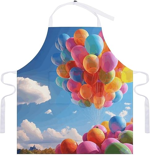Miniatura 7 de MUSM Apron for Adults - 27.6 X 31.5 Inch, Heavy-Duty Polyester Aprons with Two Large Pockets, Waterproof Colorful Balloon Kitchen Apron for Cooking,