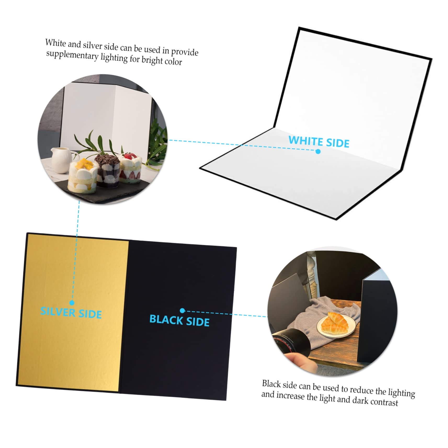 LALAFINA Professional Photo Reflector Cardboard 3 Colors Background Material Easy to Use