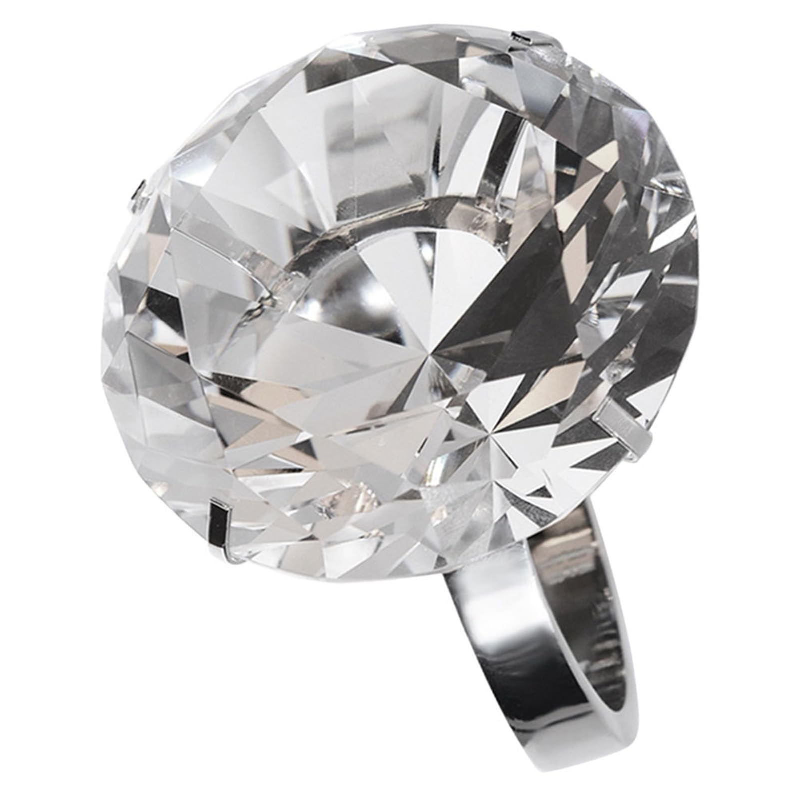 Anillo simulado de boda en vidrio y aleación para lucir en fiestas de gala