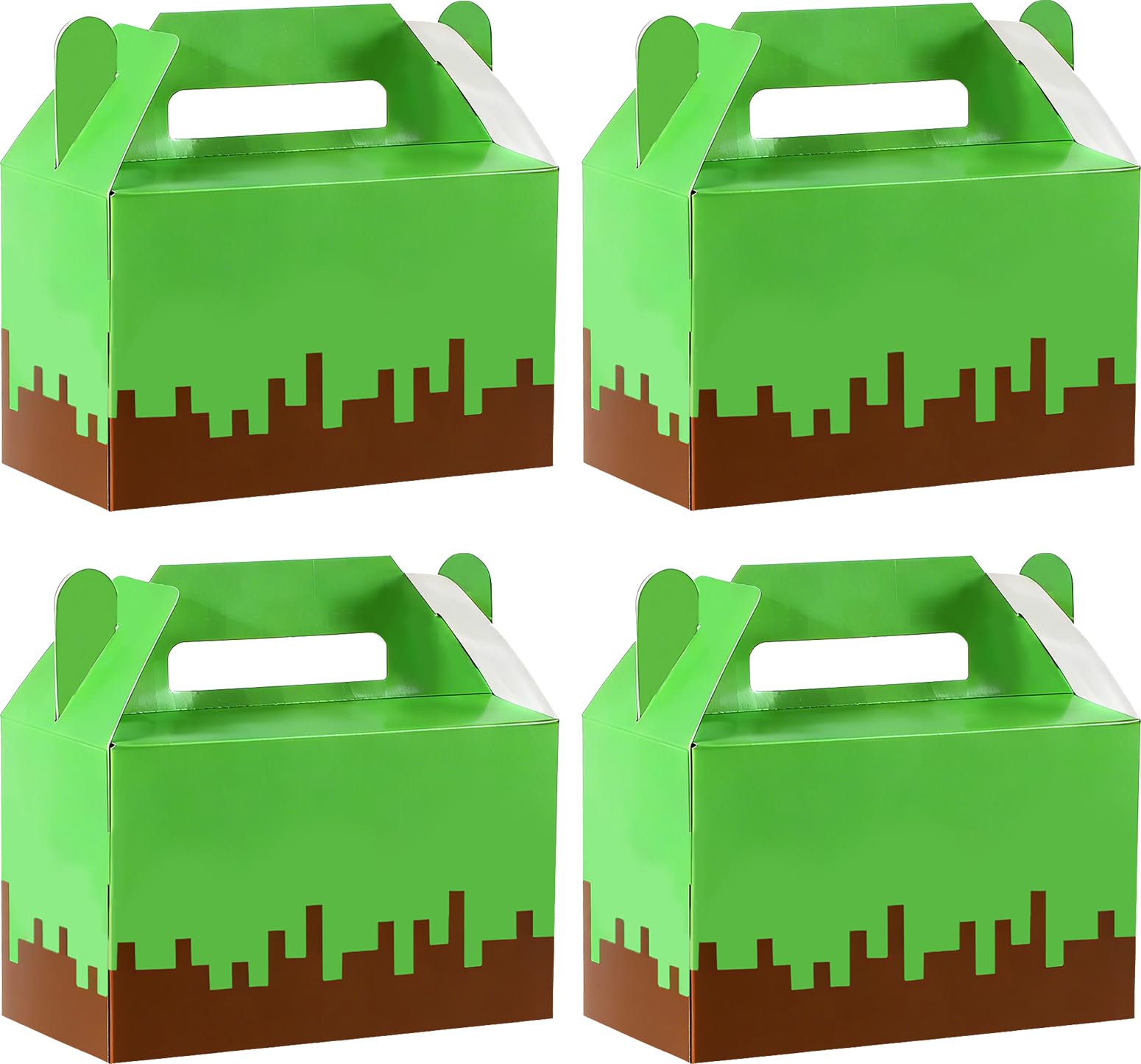 12Pcs Pixel Party Favors Gift Boxes Pixel Paper Treat Boxes Bulk Mining Themed Green Brown Video Game Birthday Goodie Candy Box for Kids Gamer Birthday Supplies Pixelated Party Baby Shower Decoration