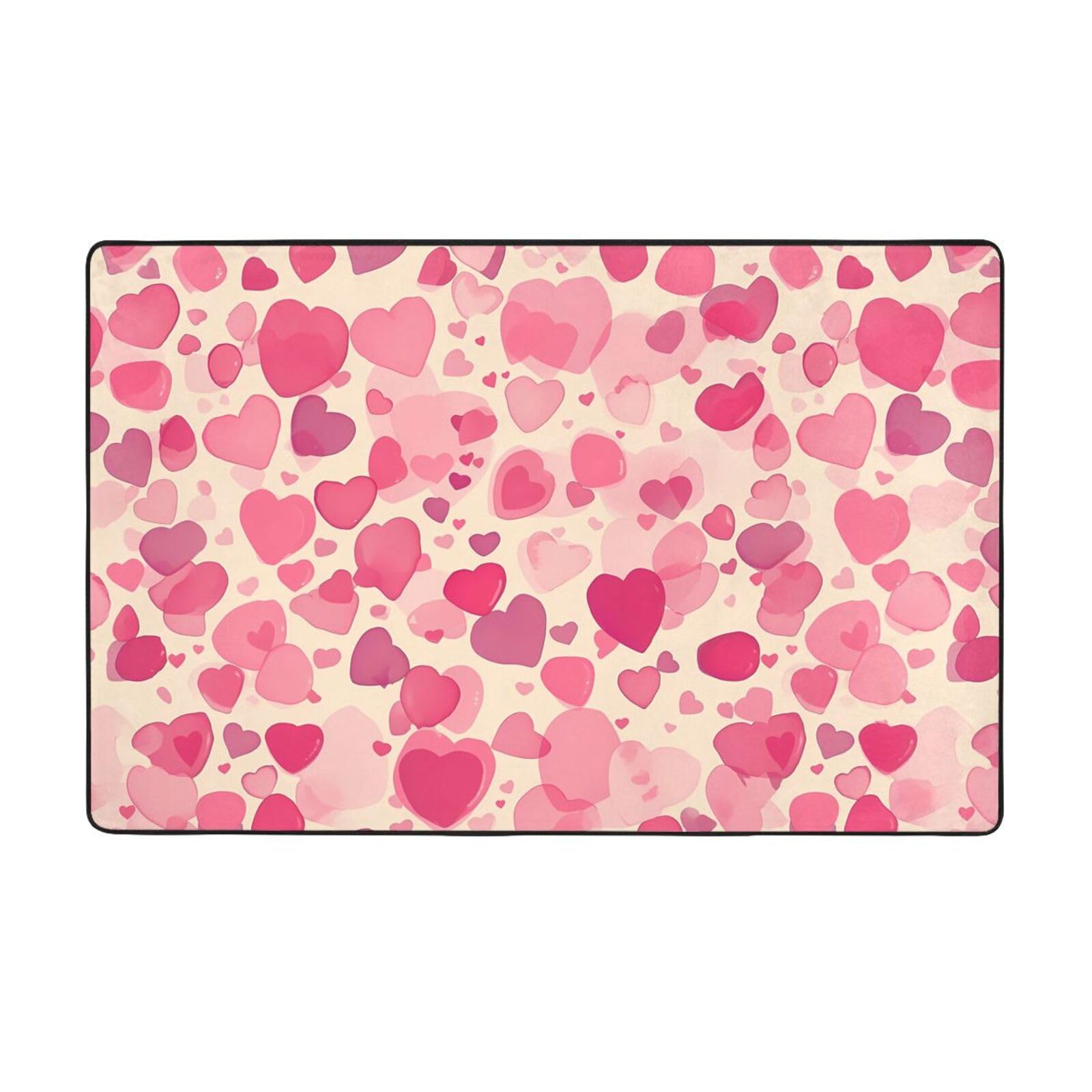 Tapis imprimé cœurs roses idéal pour chambre fille et salon